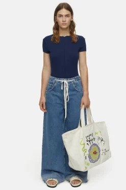 CLOSED T-Shirts>Fijne Ribtop Blauwe Ruimte