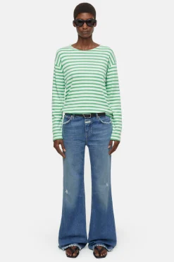 CLOSED T-Shirts>Gestreepte Lange Mouw Groene Schop