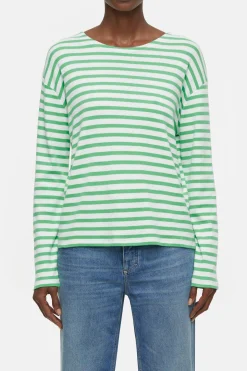 CLOSED T-Shirts>Gestreepte Lange Mouw Groene Schop