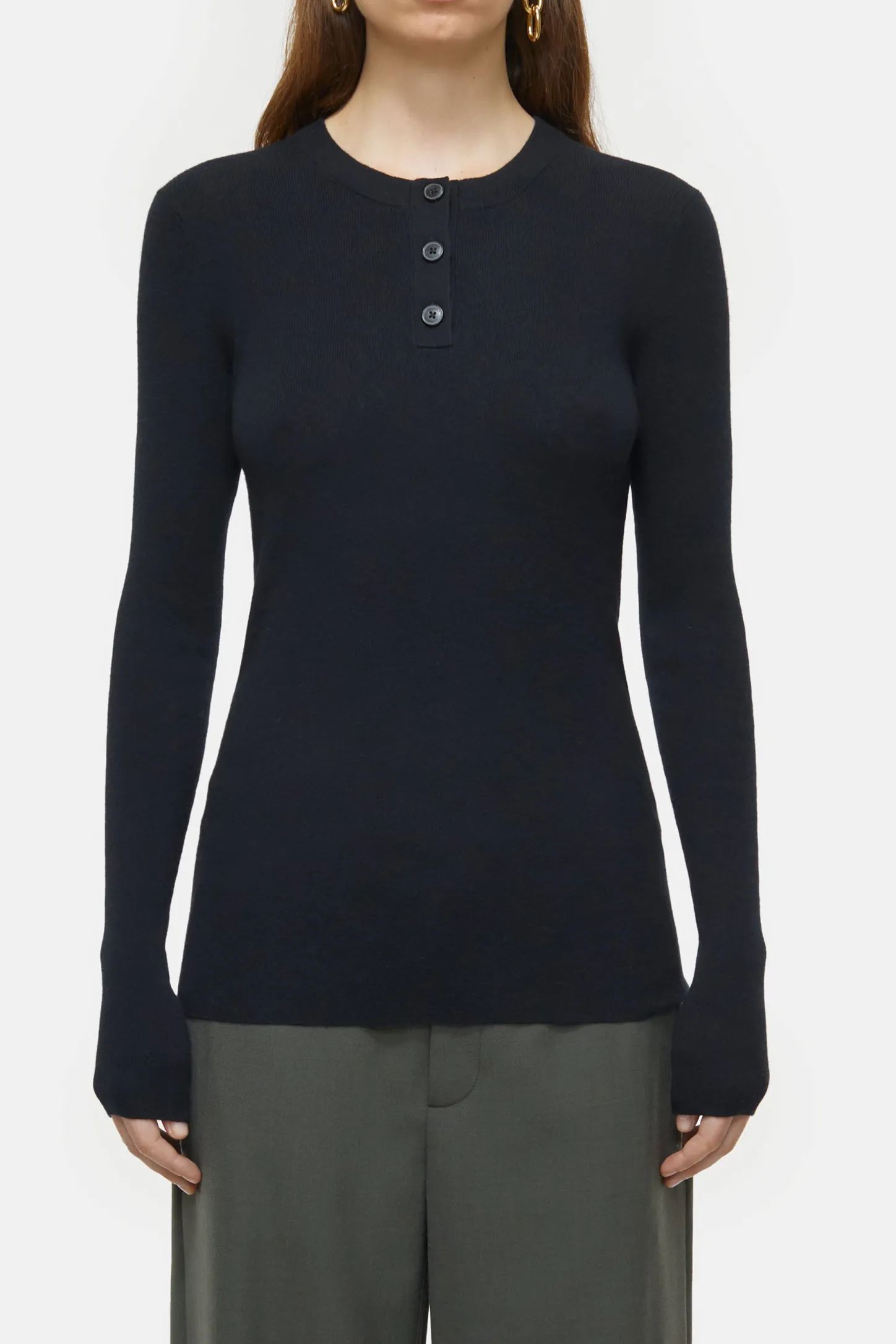 CLOSED T-Shirts>Kasjmiermix Met Lange Mouwen Zwart