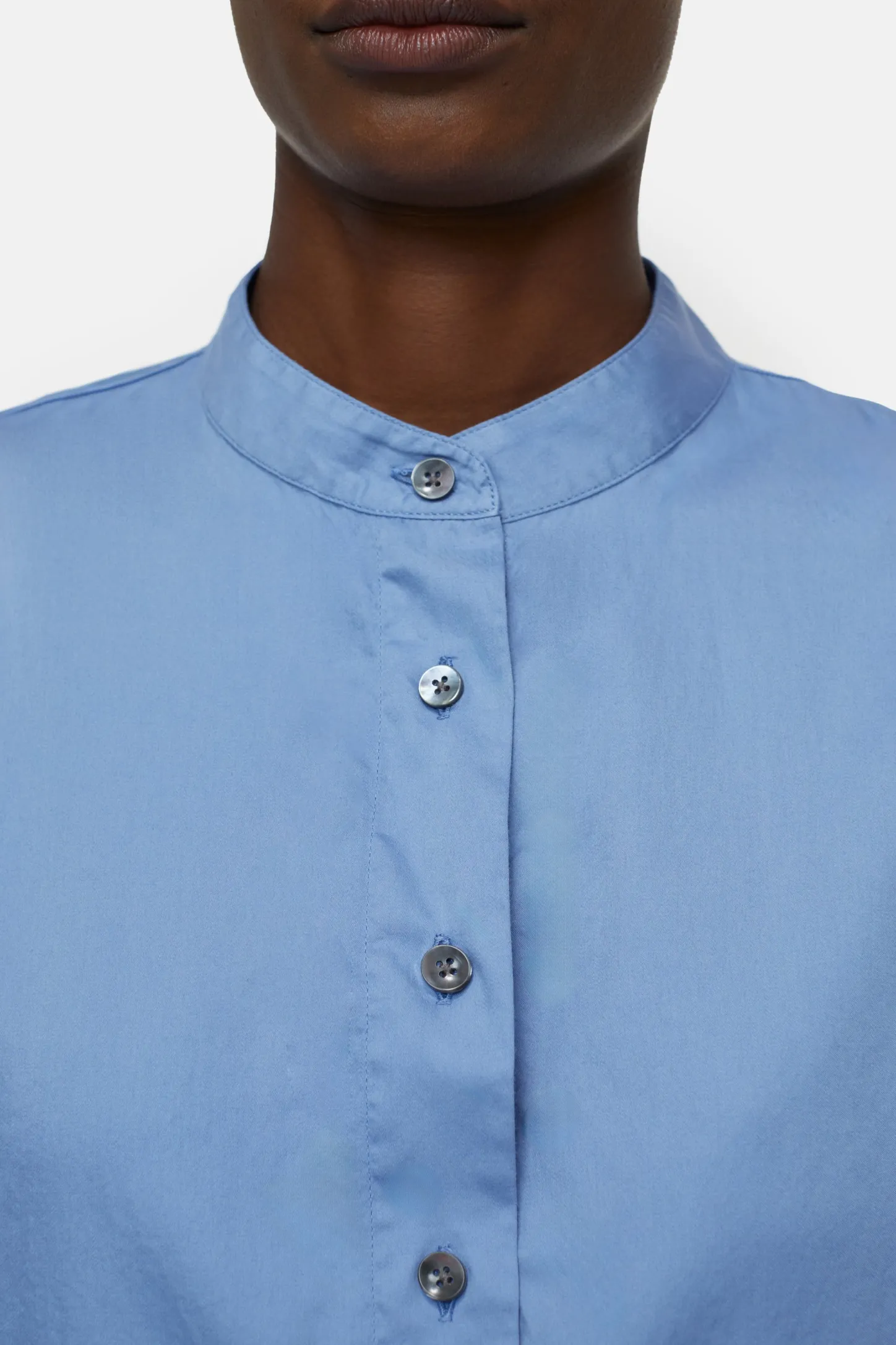 CLOSED Overhemden En Blouses>Katoenen Satijnen Blouse Blauwe Horizon