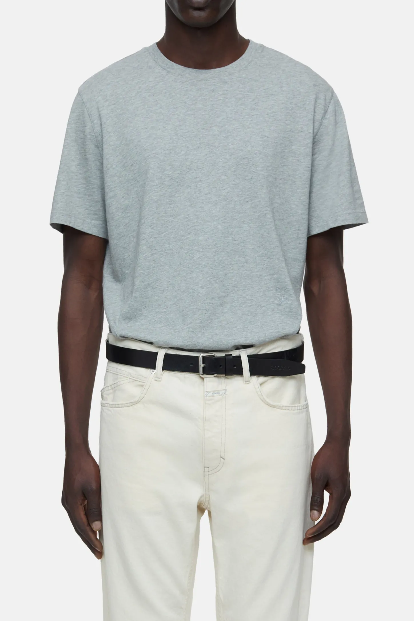 CLOSED T-Shirts>Logo-T-Shirt Lichtgrijs Gemeleerd
