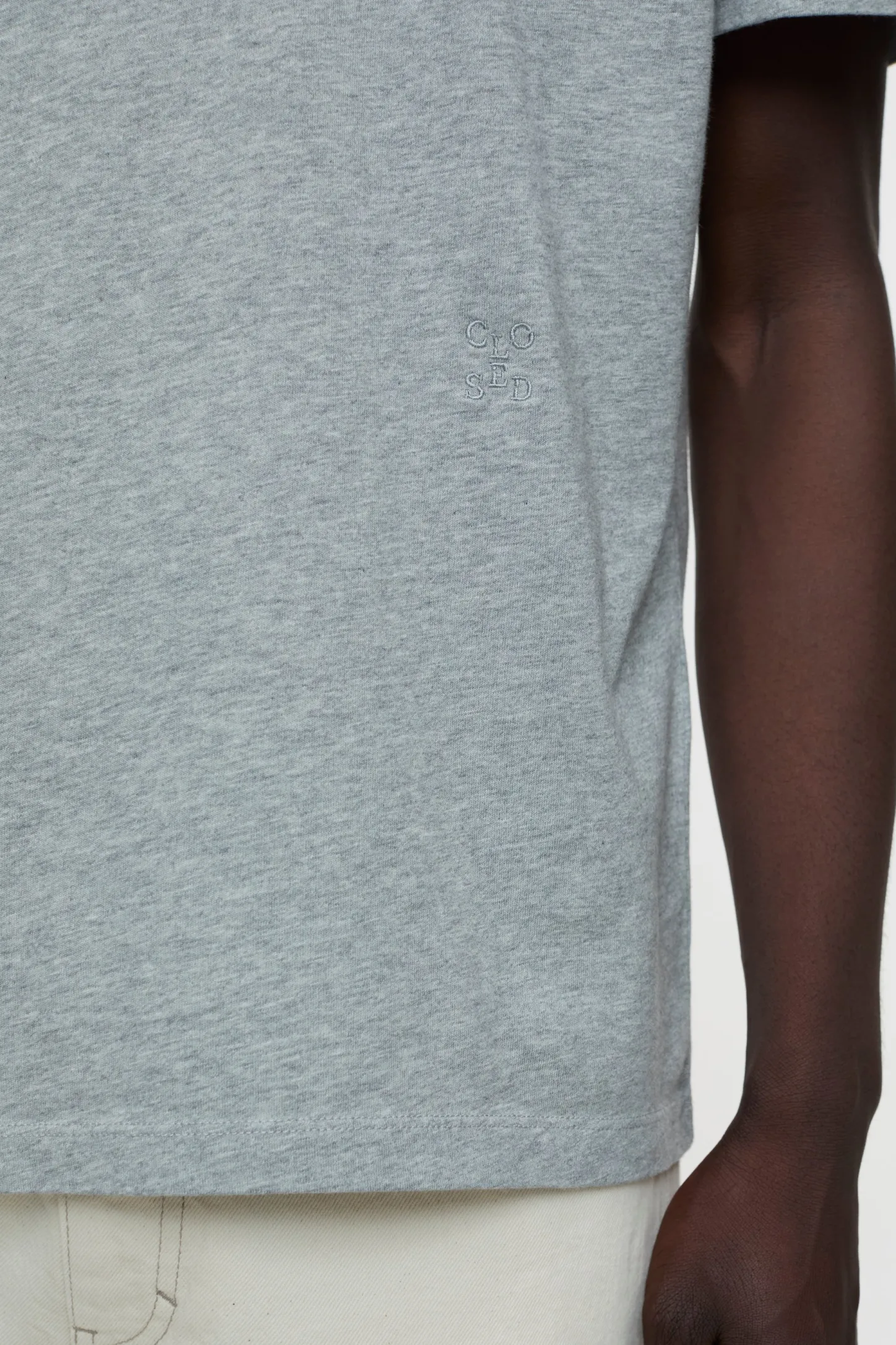 CLOSED T-Shirts>Logo-T-Shirt Lichtgrijs Gemeleerd