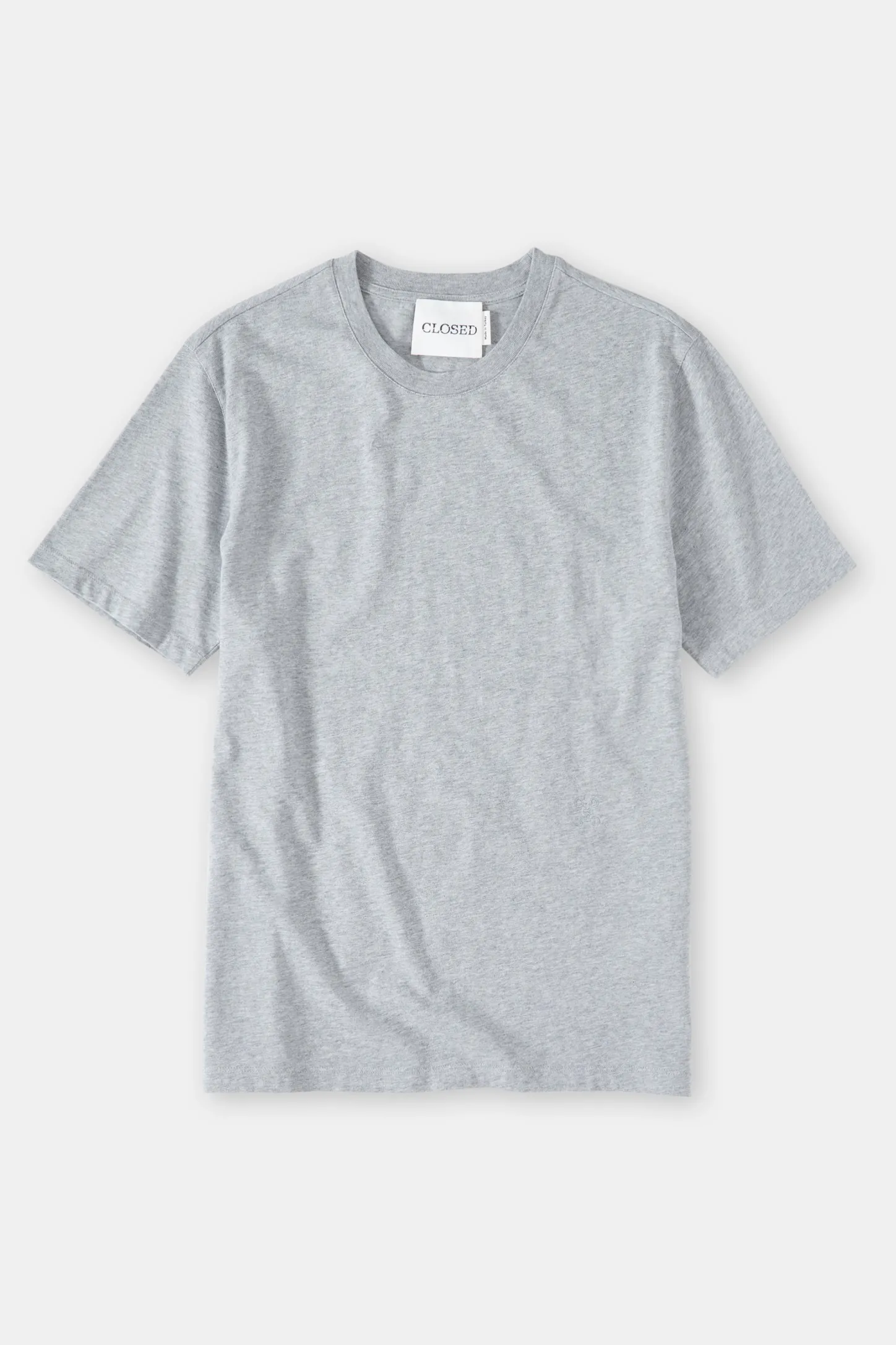 CLOSED T-Shirts>Logo-T-Shirt Lichtgrijs Gemeleerd