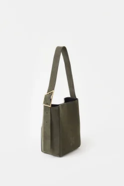 CLOSED Tassen>Middelgrote Leren Tas Groen Onkruid