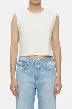 CLOSED T-Shirts>Mouwloze Top Kalksteen