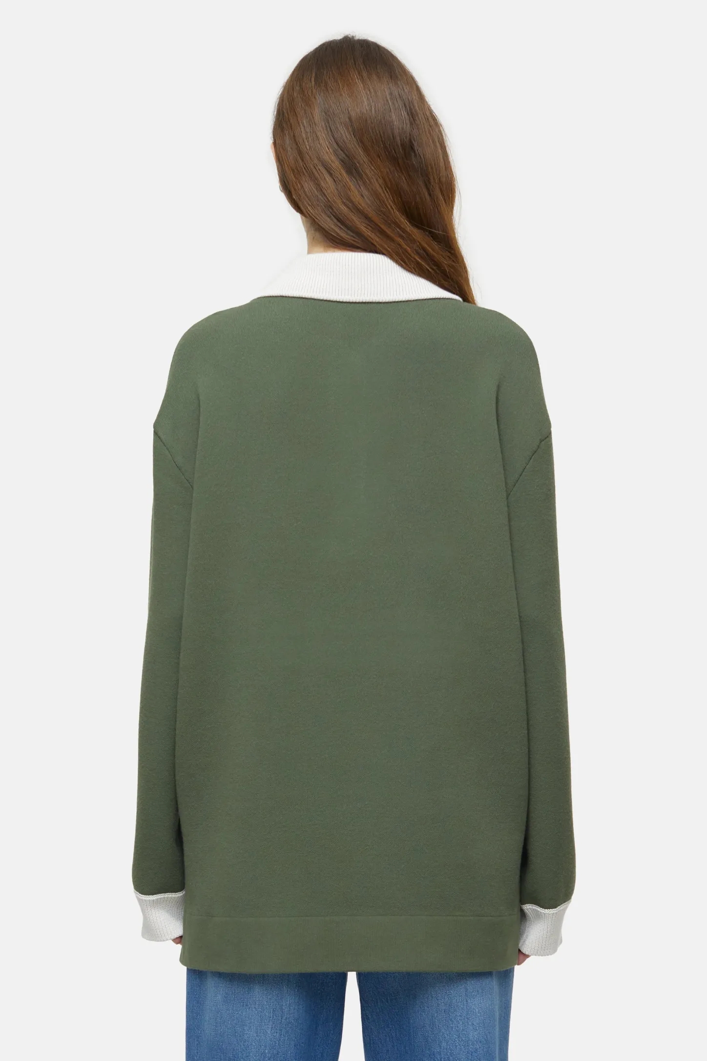 CLOSED Breisels>Poloshirt In Tweekleurige Look Groen Onkruid