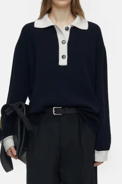 CLOSED Breisels>Poloshirt In Tweekleurige Look Donkere Nacht