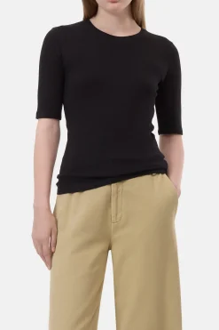 CLOSED T-Shirts>T-Shirt Van Katoen En Modaal Zwart