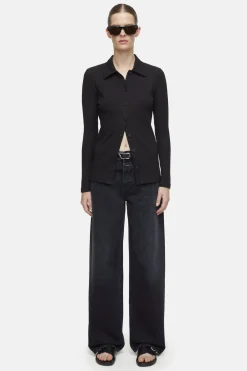CLOSED T-Shirts>Vest Met Polokraag Zwart