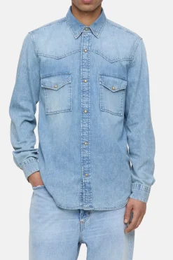 CLOSED Overhemden>Western Denim Overhemd Midden Blauw