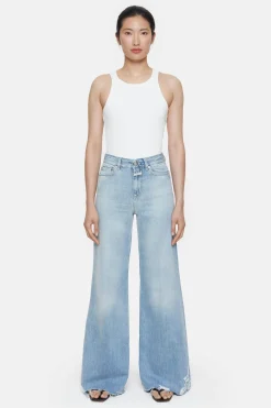 CLOSED Lange Denim>Wijde Jeans - Stijlnaam Glow-Up Midden Blauw