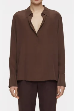 CLOSED Overhemden En Blouses>Zijden Blouse Koude Chocolademelk