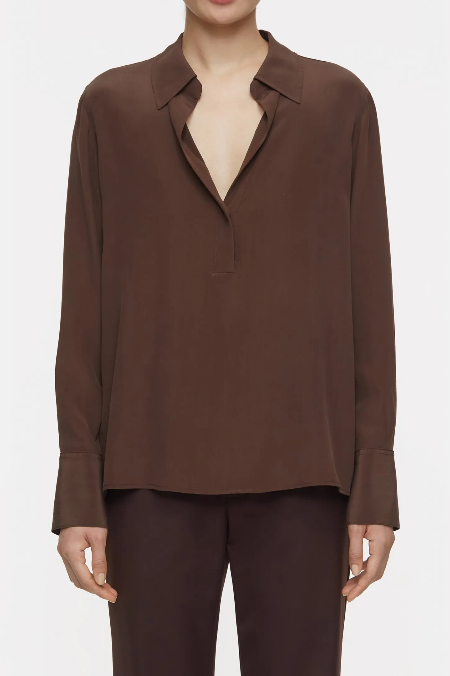 CLOSED Overhemden En Blouses>Zijden Blouse Koude Chocolademelk